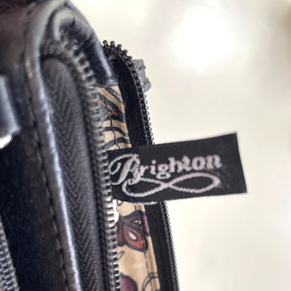 Brighton Black & Brown Leather Crossbody Bag With Adjustable Strap - Picture 3 of 13